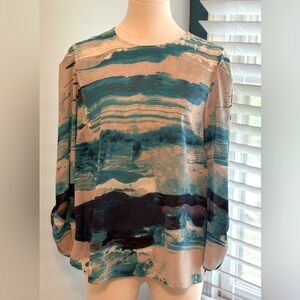 DKNY Blue Abstract Women's Top